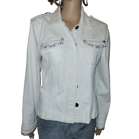Tommy Jeans White Denim Jacket Size Large - Picture 6 of 11